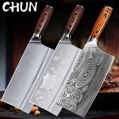 CHUN 8 inch Chinese Knife Butcher Knife Chopper 7Cr17mov Stainless Steel Meat Cleaver Vegetable Cutter Kitchen Chef Knife ► Photo 1/6