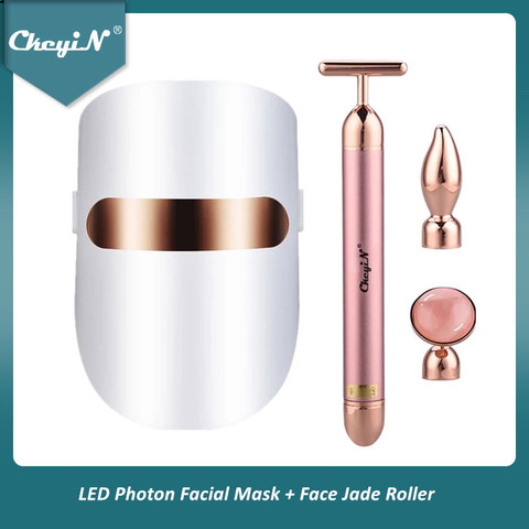 CkeyiN LED Facial Mask Photon Acne Treatment Skin Rejuvenation LED Face Mask Therapy Anti Wrinkle Skin Tightening Jade Roller 48 ► Photo 1/6