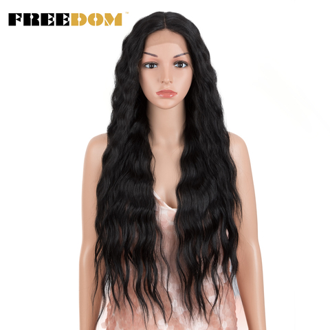 FREEDOM Synthetic Lace Wig Long Deep Wavy Ombre Blonde High Temperature Wigs Synthetic Wigs For Black Women Cosplay Wigs ► Photo 1/6