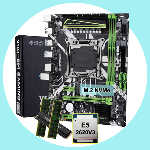 HUANANZHI X99-8M LGA2011-3 M-ATX Motherboard Set Xeon CPU E5 2620 V3 Big Brand RAM 8G(2*4G) DDR4 RECC 256G M.2 PCI-E NVMe SSD ► Photo 1/5