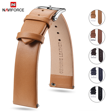 Genuine Leather Watch Band Strap 20mm Brown Men Watchband With Buckle Quick Release Replacement NAVIFORCE Watch Strap ► Photo 1/1