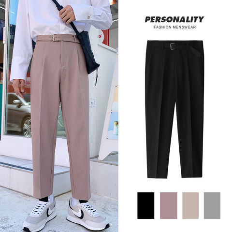 Korean Style Straight Pants Men's Fashion Solid Color Business Casual Dress Pants Men Streetwear Wild Loose Suit Trousers Mens ► Photo 1/6