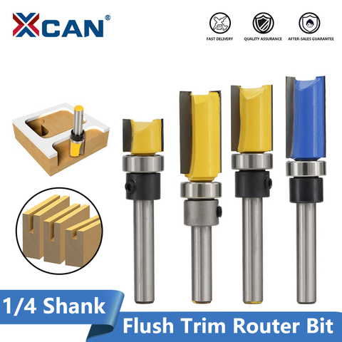 XCAN 1pc 1/4''(6.35mm) Shank Flush Trimming Router Bit Template Trim Milling Cutter Straight Router Bit Pattern Wood Milling Bit ► Photo 1/6