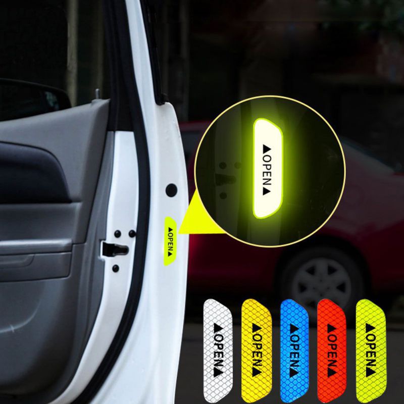 For Car Reflective Protective Tape Sticker Door Handle Strip Graphic Decals 4pcs 