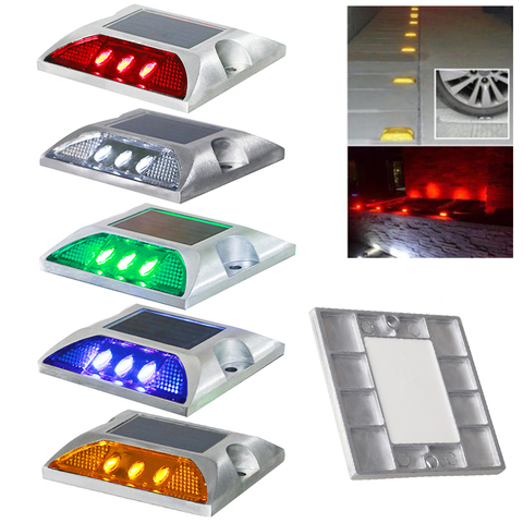 Square Aluminum LED Flashing Blinking On And Off Cat Rye Reflector Solar Road Stud Outdoor Garden Steady Warning Pathway Lamp ► Photo 1/6