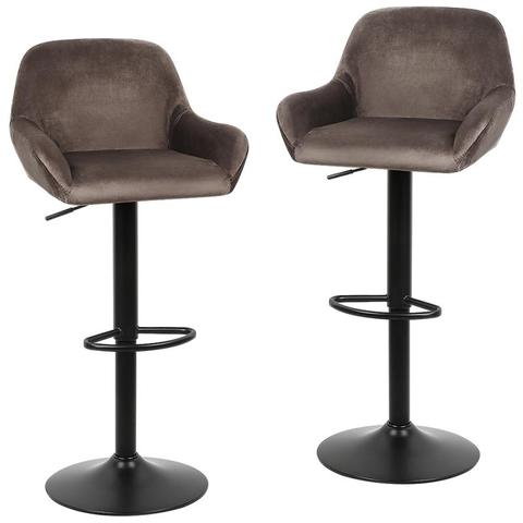 2Pcs/Set Bar Chair Brown Velvet Stools Stainless Steel Bar Stools Height Adjustable Home Office Kitchen Bar Backrest Chair HWC ► Photo 1/6