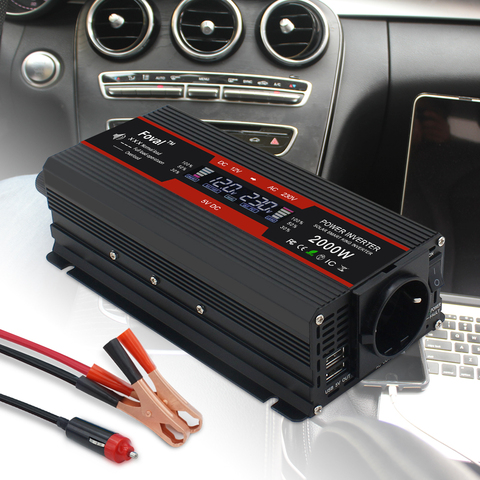 LCD display car inverter DC 12V to AC 220V 1500W/2000W/2600W charger transformador voltage converter EU socket auto accessories ► Photo 1/6