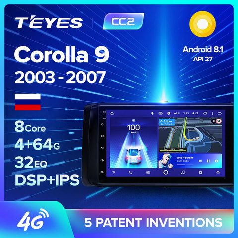 TEYES CC2 For Toyota Corolla 9 E120 E130 2003 - 2007 Car Radio Multimedia Video Player Navigation GPS Android 8.1 No 2din 2 din dvd ► Photo 1/6