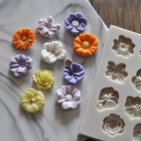 Sunflower Rose Flowers Shape Silicone Mold Cake DIY Decoration Chocolate Sugarcraft 3D Mould Tools ► Photo 1/5