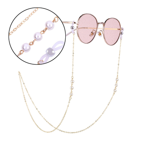 Luxury 70CM Stainless Steel  Sunglasses Lanyard Strap Necklace Eyeglass White Pearl Chain Cord For Reading Women Gifts ► Photo 1/4