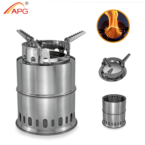 APG Large Size Camping Wood Stove Split Portable Gas Stainless Steel Gas Firewood Burners Backpacking Furnace ► Photo 1/6