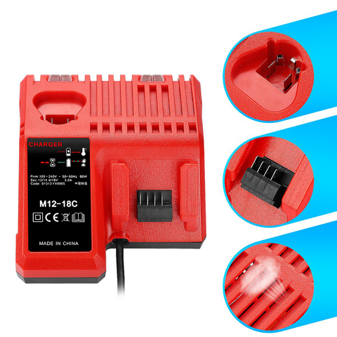 M12-18C Li-ion Battery Charger for Milwaukee 12 V 14.4V 18V C1418C 48-11-1815/1828/1840 M18 M14 M12 Lithium Battery ► Photo 1/6