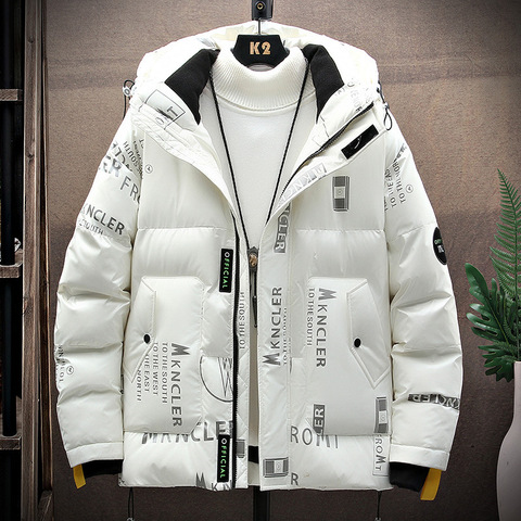 2022 Hot Selling Winter Down Jacket Youth Fashion Hooded Warm Coats Male Popular Logo 90% White Duck Down High Quality Youth ► Photo 1/5