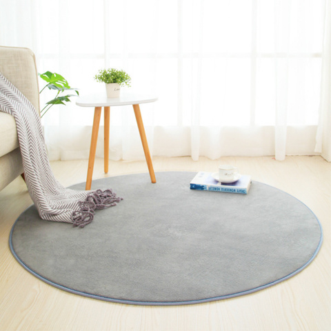 Coral Fleece Round Carpet For Living Bedroom Rugs Coffee Table Foot Mats Balcony Bay Window Carpet Kid's Play Crawling Mat Gray ► Photo 1/6