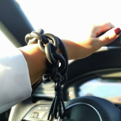 YD&YDBZ Handmade Black Rubber Rope Bracelets Charms For Ladies Elegant Winding Tassel Decorative Bangles Women's Jewelry Gift ► Photo 1/6