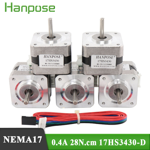 5PCS/lot Stepper Motor Nema17 0.4A 28N.cm  34mm length  4-Lead 17HS3430 42 motor  for CNC 3D Printer ► Photo 1/6