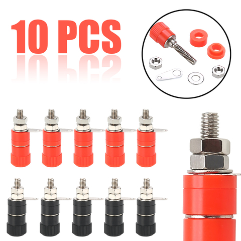 10pcs Red + Black Banana Socket Nickel Plated Binding Post Nut Banana Plug Jack Connector Suitable For 4mm Banana Plug ► Photo 1/6