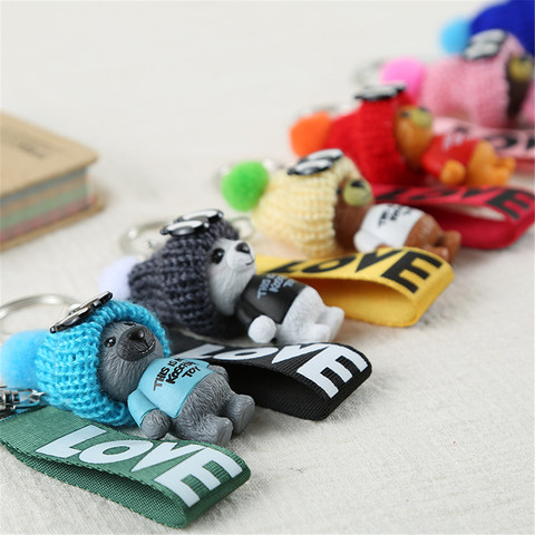 Hat Bears Lover Ribbon For Women Cute Teddy Bear Keychain Car Keyrings Charms Bag Hanger Girls Gifts Fashion Jewelry Q-042 ► Photo 1/6