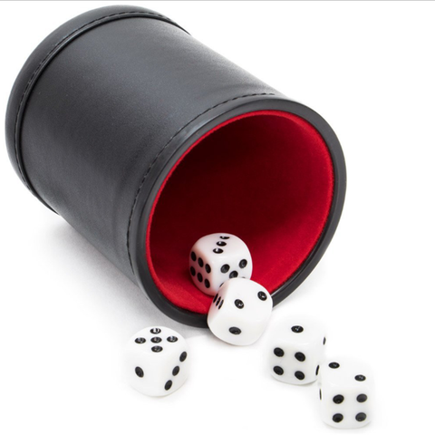 1 Piece Dice Cup+5 Pieces white dices High quality New Black PU Leather Red Flannel Mute Dice Cups Bar Game Supplies ► Photo 1/4