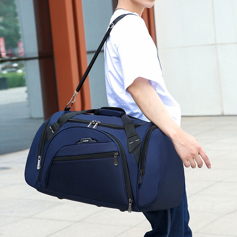 2022 New Men Travel Bag Large Capacity Portable Handbag Quality Nylon Shoulder Bags Casual Duffel Bag Solid Luggage Bags XA414F ► Photo 1/6