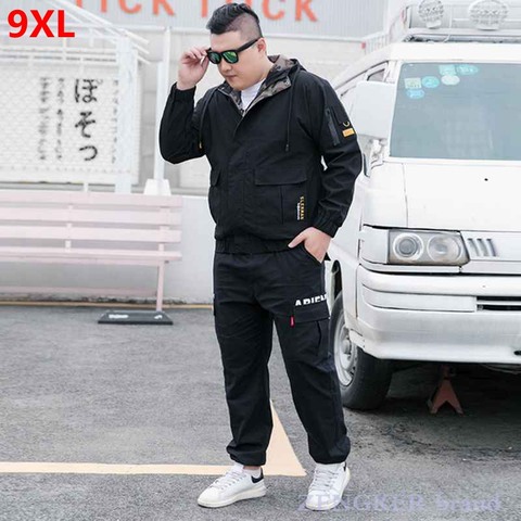 Jacket men oversized trend men's spring tooling suit loose casual jacket extra large size clothes track suit  mens jogger sets ► Photo 1/5