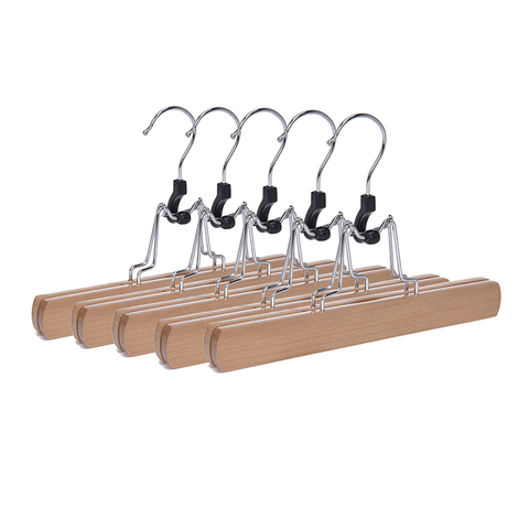 5Pcs/10Pcs Solid Wood Pants Hangers Non-slip Skirt Trouser Hangers Clips Slack Clamp Hanger ► Photo 1/4