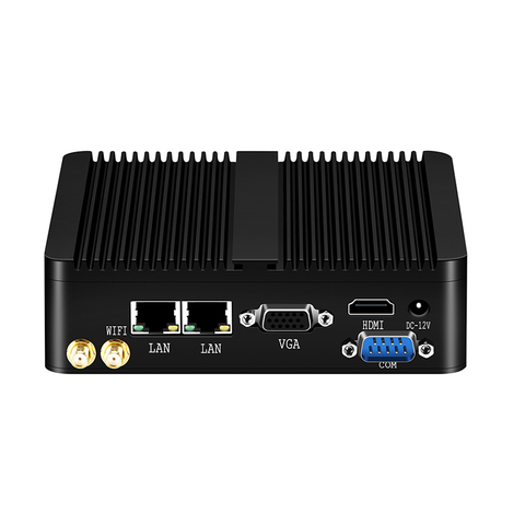 Fanless Mini PC Intel Celeron J1900 Quad-Core Dual LAN 2*COM Windows 10 Ubuntu Wifi HDMI Industrial Office PC HTPC Mini Computer ► Photo 1/6