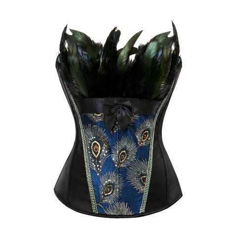 Corsets Steampunk Feather Peacock Glitter Pirate Showgirl Bustier Basque Carnival Costume for Women Party Club Night Femme ► Photo 1/1