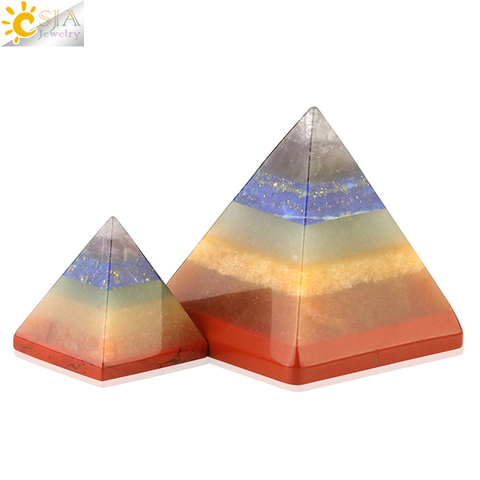 CSJA 7 Chakra Pyramid Reiki Healing Energy Natural Stone Crystal Quartz Paperweight Decoration Crafts Home Ornament Jewelry G161 ► Photo 1/6