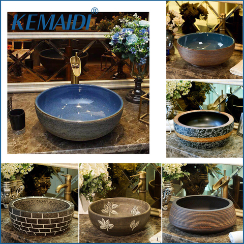 KEMAIDI  23 pcs China Handmade Lavabo Washbasin Art wash basin Ceramic Counter Top Wash Basin Bathroom Sinks Vessel Sink Bowls ► Photo 1/6
