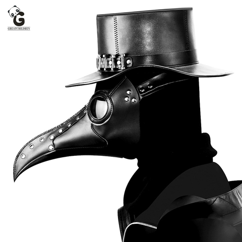 Plague Doctor Maske Adult Steam Punks Scary Horror PU Bird Doctor Schnabel Masque Halloween Cosplay Beak Maske Prop Carnival ► Photo 1/6