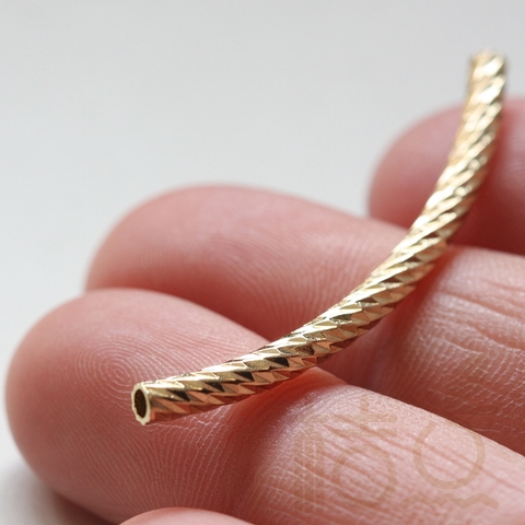 Solid Brass Curved Cut Tube - 44.7x3mm (3863C-V-220) ► Photo 1/4