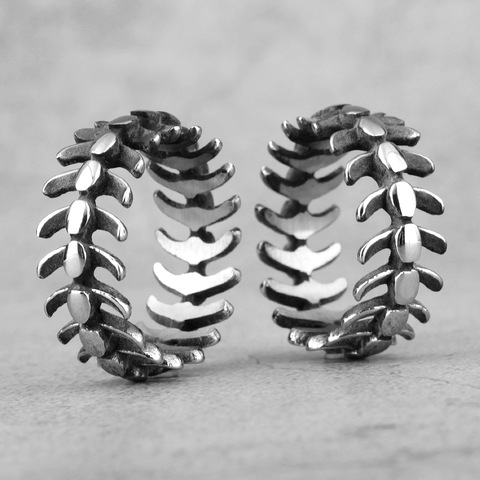 Fish Bones Keel Skull Unique Stainless Steel Mens Rings Punk Hip Hop for Male Boyfriend Biker Jewelry Creativity Gift Wholesale ► Photo 1/6