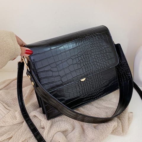 Stone patent black Crossbody Bags For Women 2022 Small Handbag Small Bag PU Leather Hand Bag Ladies Designer ► Photo 1/6