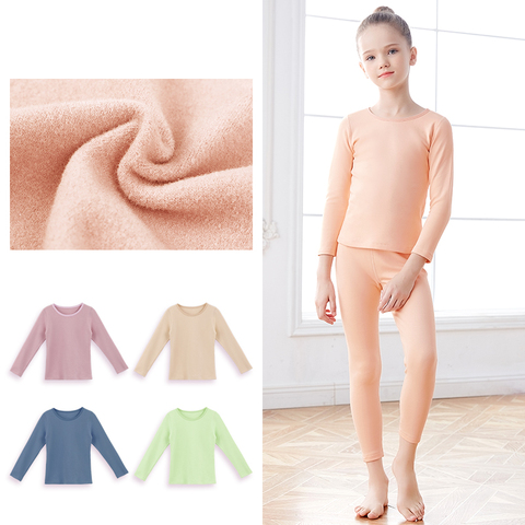 Girls Thermal Underwear Plus Velvet Thicken Winter Warm Self-heating Undewear Children Tracksuit Sets Dance Underwear Kids ► Photo 1/6