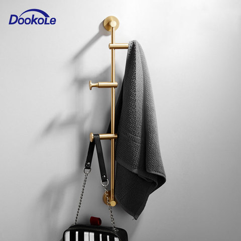 Solid Brass Coat Rack Free Adjustment, Wall Mount Coat Hooks with 3/4/5/6 Hooks for Hats, Scarves, Clothes Handbags ► Photo 1/6
