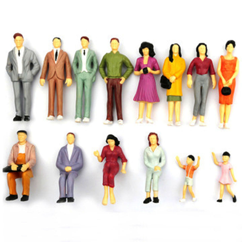 100Pcs People Figures ABS Material Model Building Passengers Train Scenery DIY Character Dollhouse Decorations Mixed Color Pose ► Photo 1/6