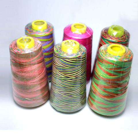 3000 yards Colorful rainbow line  40s/2  high speed  polyester sewing thread type manual thread  Clothing accessories ► Photo 1/2