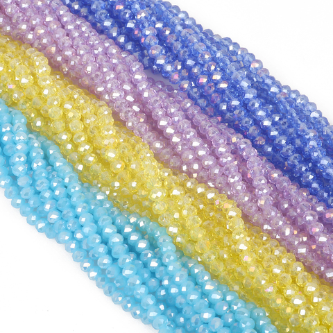 145 Pcs/Lot 4mm Mix 23Colors Rondelle Faceted Beads 4mm Glass Czech Crystal Beads For DIY Craft Making Garment Sewing Accessorie ► Photo 1/6