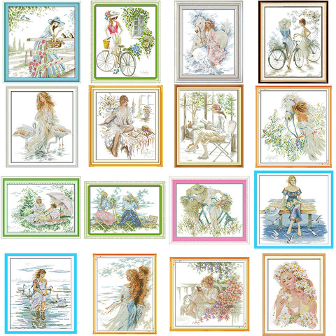 Pretty Girl Series Cross Stitch Kit DIY Character Pattern 14ct 11ct Count Print Canvas Needlework Embroidery Set Home Decoration ► Photo 1/6