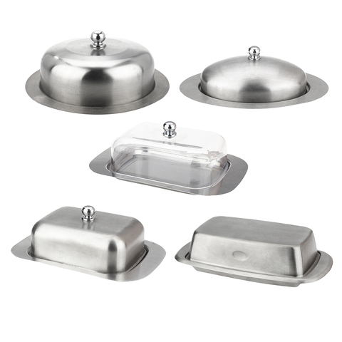 Stainless Steel Butter Dish Cake Dessert Bread Serving Tray Buffet Food Container Furit Salad Steak Storage Box ► Photo 1/6