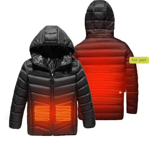 Children USB Heated Warm Front And Back Winter Hooded Heated Jacket Motorcycling Jacket Boy Skiing Running Coat Smart Heating ► Photo 1/6