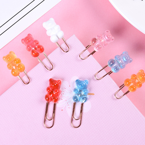 2pcs/lot Kawaii Rainbow Bear Paper Clip Decorative Bookmark Binder File Clips School Office Stationery Accessories ► Photo 1/6