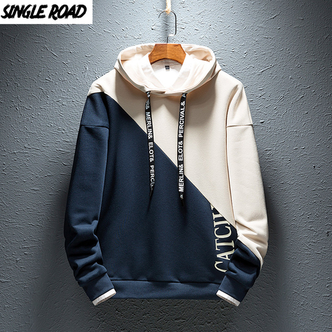 SingleRoad Mens Hoodies Men 2022 Colorblock Casual Patchwork Hoodie Man Japanese Streetwear Hip Hop Khaki Hoodie Sweatshirt Men ► Photo 1/6