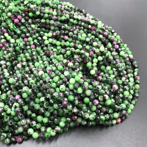 2mm 3mm Faceted Natural Geen Epidote Stone Red Rubys Zoisite Round Loose Gem Stone Beads DIY Charm Beads for DIY Jewelry Making ► Photo 1/4