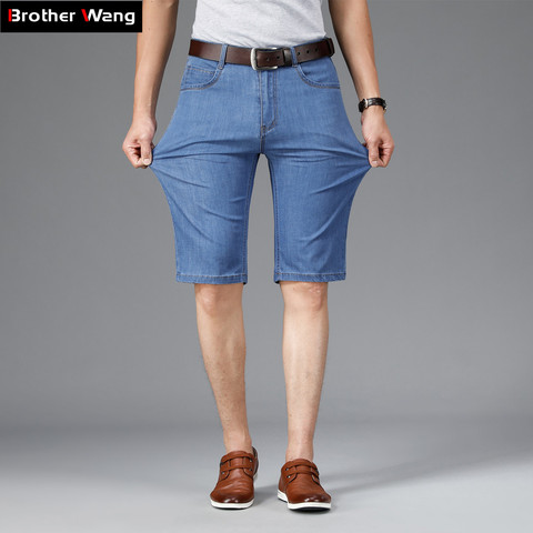 Summer Men's Thin Short Jeans Business Fashion Classic Style Light Blue Elastic Force Denim Shorts Male Brand Clothes ► Photo 1/6