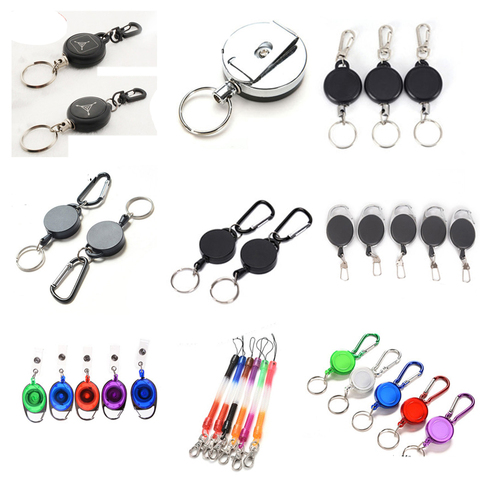 1 Pcs Wire Rope Keychain 60cm Badge Reel Retractable Recoil Anti Lost Ski Pass ID Card Holder Key Ring Keyring Steel Cord ► Photo 1/1