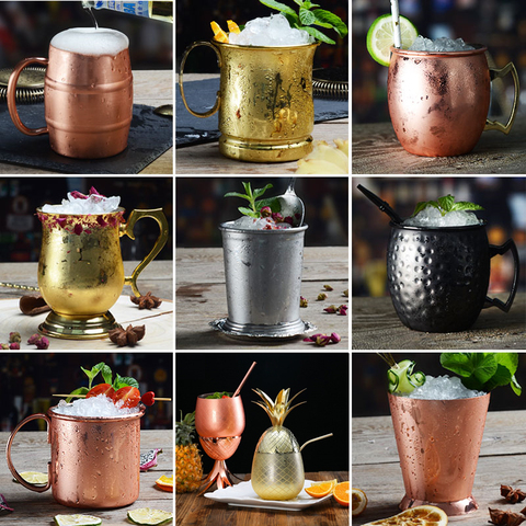 550ml Moscow Mule Copper Mugs Metal Mug Cup Stainless Steel Beer Wine Coffee Cup Bar Tool ► Photo 1/6