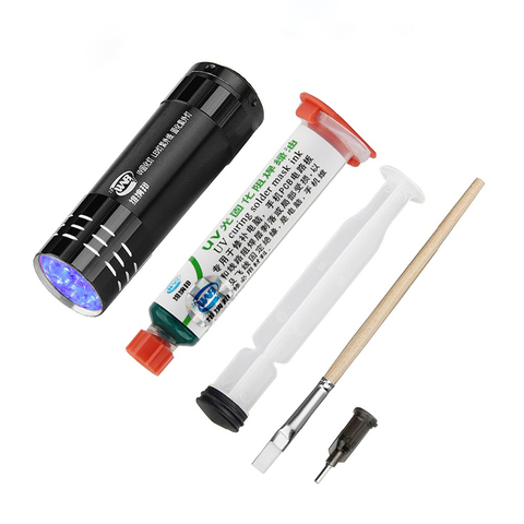5 in 1 UV Curable Solder Mask PCB Paint Prevent Corrosive Arcing Soldering Paste Flux Inks With Soft Nylon Brush UV light Needle ► Photo 1/6