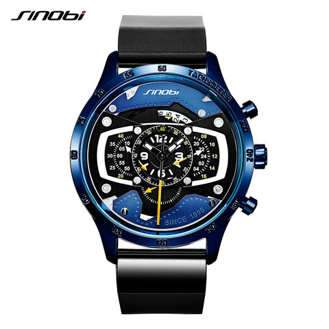 SINOBI 2022 Fashion Men's Car Creative Watches Function Speed Racing Sports Chronograph Silicone Quartz Clock Relogio Masculino ► Photo 1/6